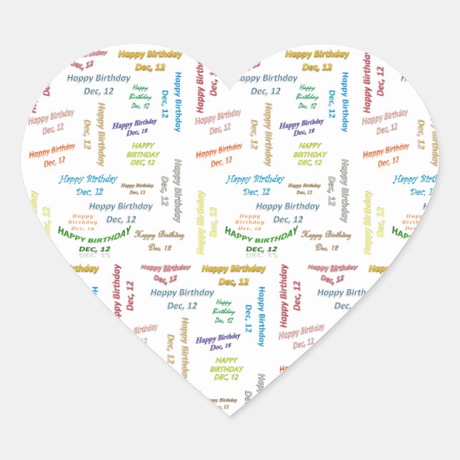 Diciembre, 12 Pegatina de cumpleaños (Anverso)