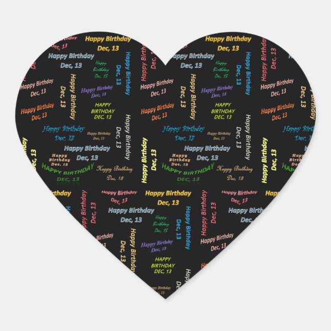 Diciembre, 13 Pegatina de cumpleaños (Anverso)