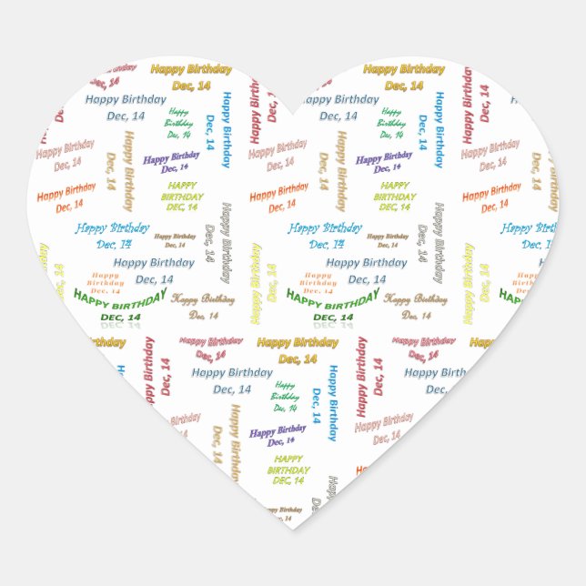 Diciembre, 14 Pegatina de cumpleaños (Anverso)