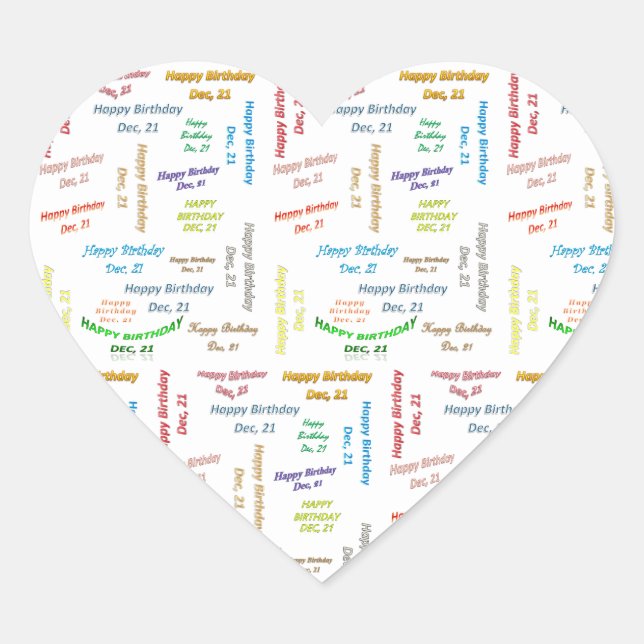 Diciembre, 21 Pegatina de cumpleaños (Anverso)