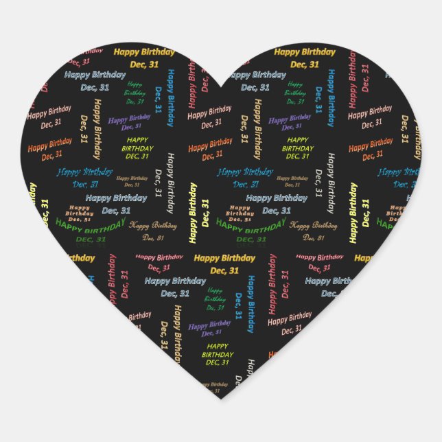 Diciembre, 31 Pegatina de cumpleaños (Anverso)