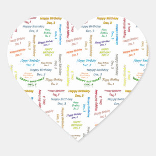 Diciembre, 3 Pegatina de cumpleaños