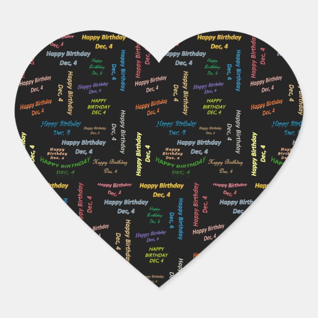 Diciembre, 4 Pegatina de cumpleaños (Anverso)