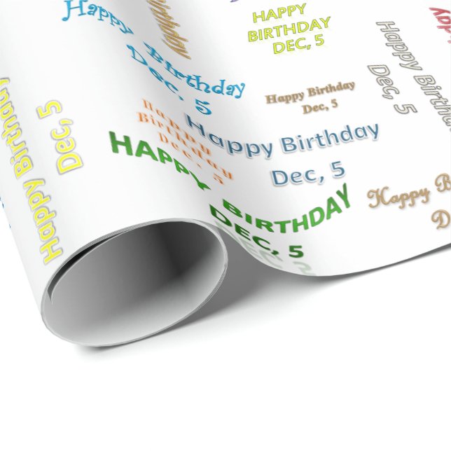 Diciembre, 5 Papel de ajuste de regalo de cumpleañ (Esquina del rollo)