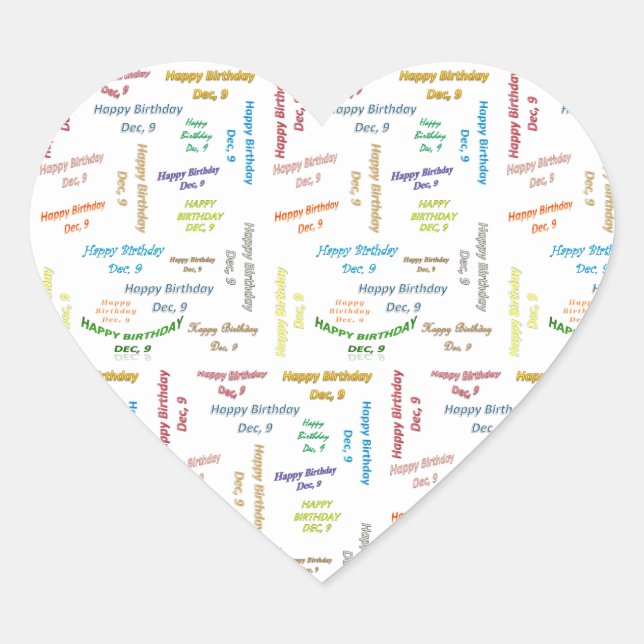 Diciembre, 9 Pegatina de cumpleaños (Anverso)