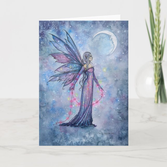 Diciembre Moon Fairy Art Blank Tarjeta de felicita (Anverso)