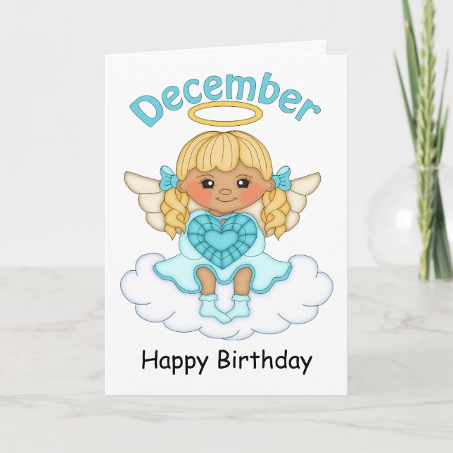 Diciembre Tarjeta de cumpleaños de Birthstone Ange (Anverso)