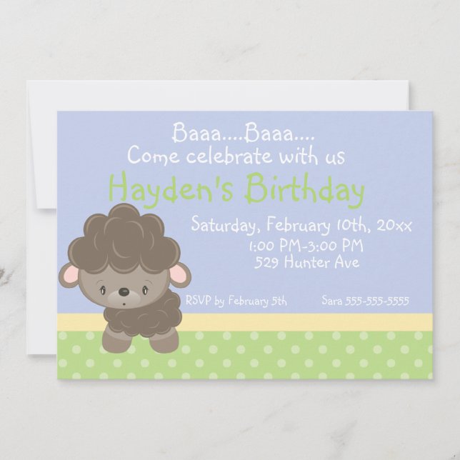 Diddles la invitación del muchacho del cumpleaños (Anverso)