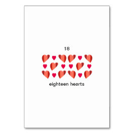 Dieciocho corazones, tarjetas flash de número de p