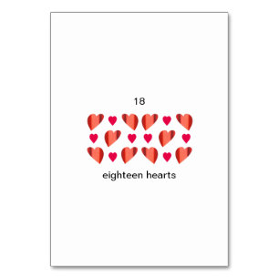 Dieciocho corazones, tarjetas flash de número de p