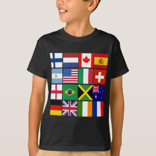 Dieciséis banderas de muchas camisetas de las