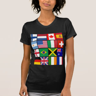 Dieciséis banderas de muchas camisetas de las
