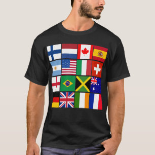 Dieciséis banderas de muchas camisetas de las