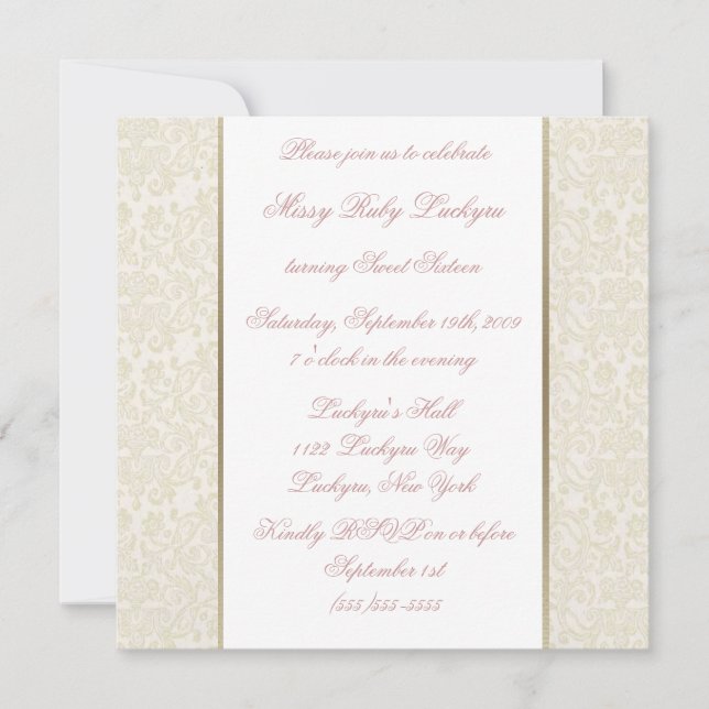 Dieciséis Invitaciones a Marfil & Oro (Anverso)