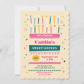 Dieciséis Velas Invitación a Cumpleaños