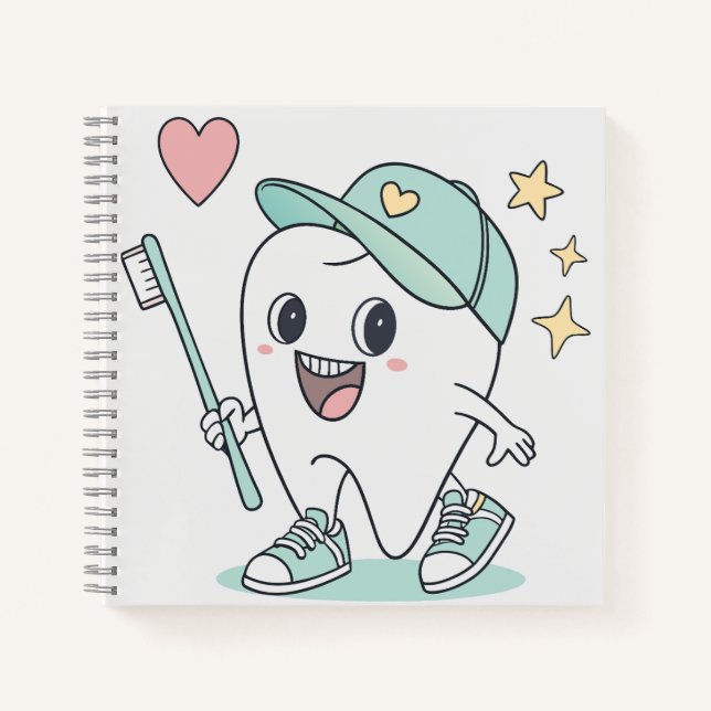 Diente de Dibujos Animados Lindo – Cuaderno Dental (Anverso)