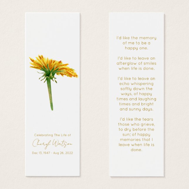 Diente de león | Simple memorial de funeral Mini M (Anverso y reverso)