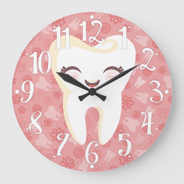 Diente lindo - reloj de pared rosado (Anverso)