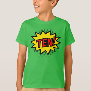 ¡DIEZ! 10mo Camiseta del logotipo del super héro