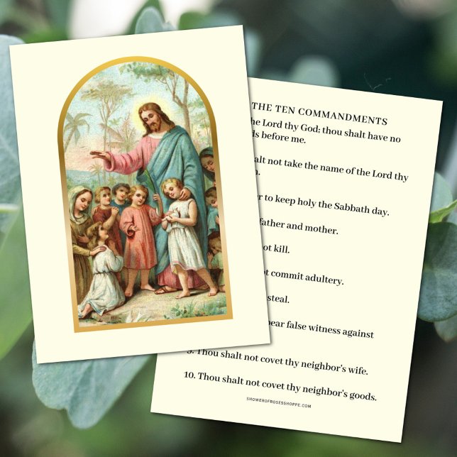 DIEZ COMANDANTES JESÚS CON TARJETA DE ORACIONES PA (THE TEN COMMANDMENTS )