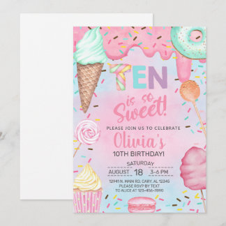 Diez es tan Dulce invitación de cumpleaños número