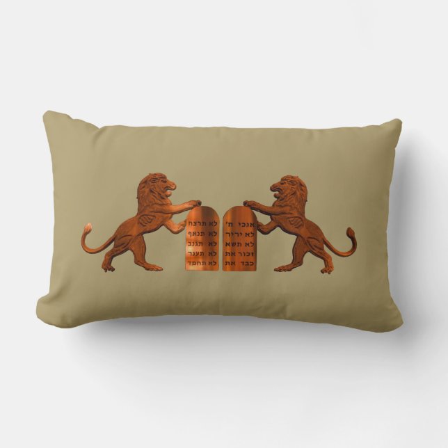 Diez mandamientos y almohada lumbar de leones (Anverso)