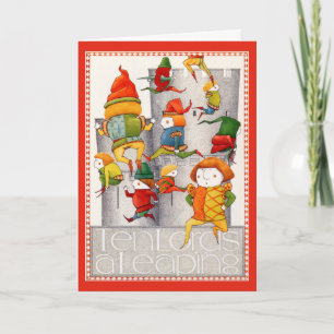 DIEZ SEÑORES SALTANDO Tarjeta de Navidad 5x7 / Roj
