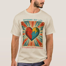 "Diferente, No Menos" Camiseta de Aceptación del A