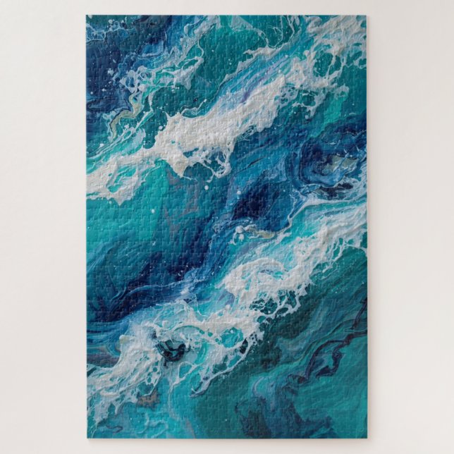 Difficult Abstract Ocean Wave Texture Puzzle (Vertical)