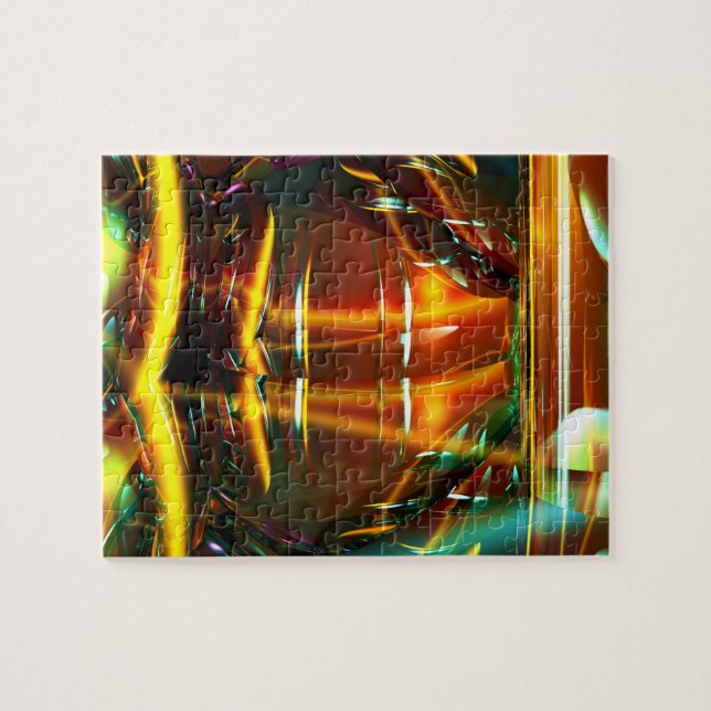 Difícil rompecabezas holográfico ámbar, verde y am (Horizontal)