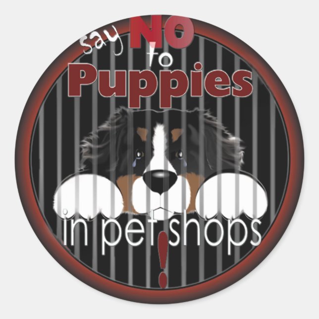 Diga NO A Mascota Shop Puppies Pegatinas (Anverso)
