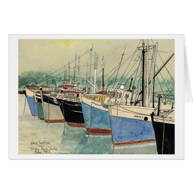 Digby, Nueva Escocia, barcos de pesca, acuarela (Anverso (Horizontal))