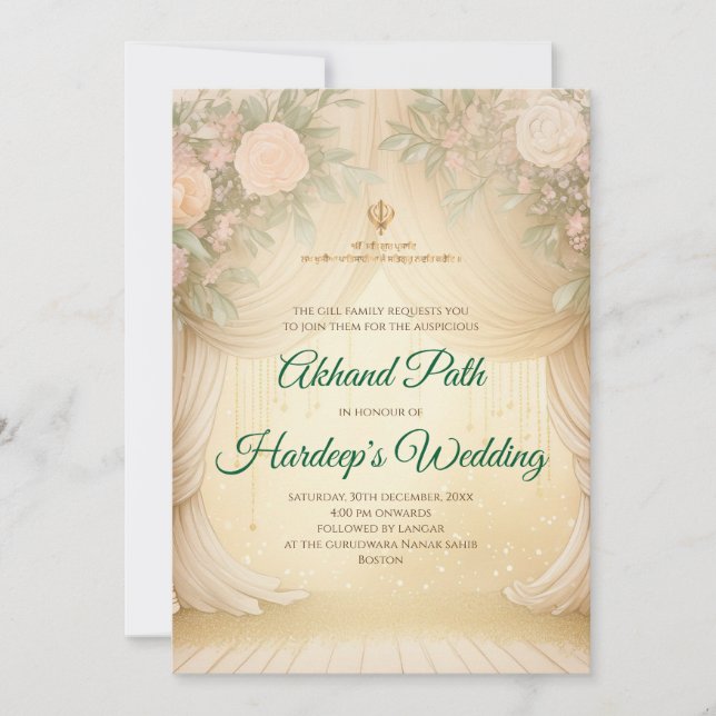 Digital Akhand Sahib Paath invitación y Akhand Pat (Anverso)