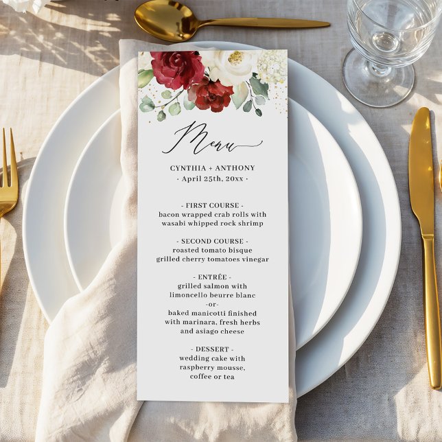(Digital Avail) Tarjeta de menú del Boda floral bl (Subido por el creador)