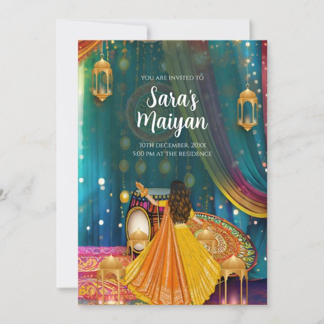 Digital Maiyan invita como invitaciones Pithi (Anverso)