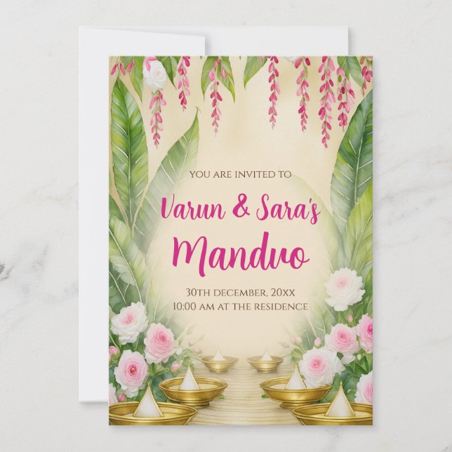 Digital Mandap Mahurat invitaciones Mandvo invita (Anverso)