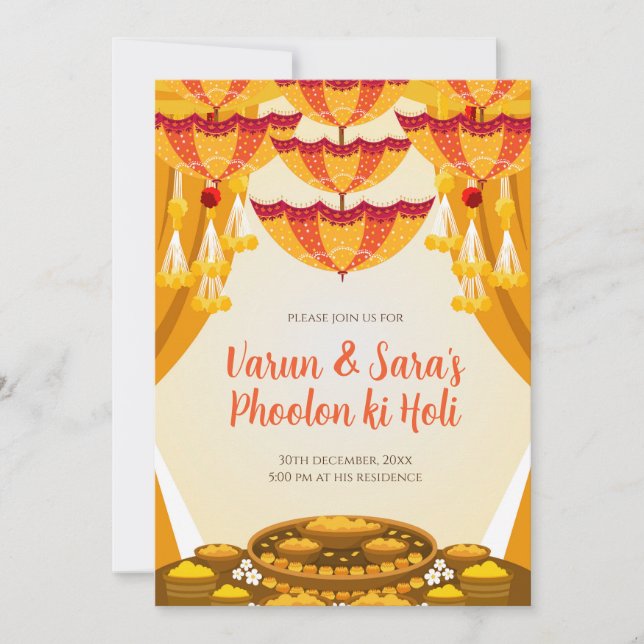 Digital Mayoun invita como invitaciones de Haldi (Anverso)
