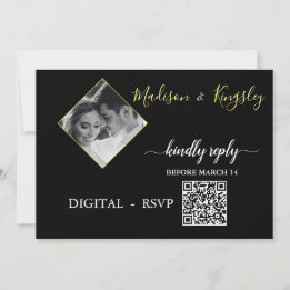DIGITAL RSVP Edgy Black Photo Monogram TARJETA Fab