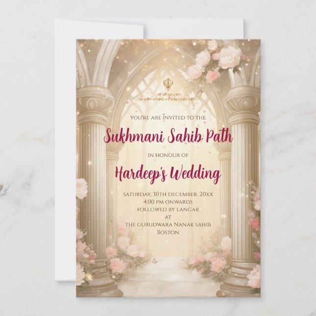 Digital Sukhmani Sahib Path invitación y Akhand Pa (Anverso)