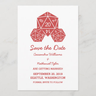 Dígitos rojo D20 Guardar la invitación de fecha
