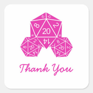 Dígitos rosados D20 Gracias Pegatinas