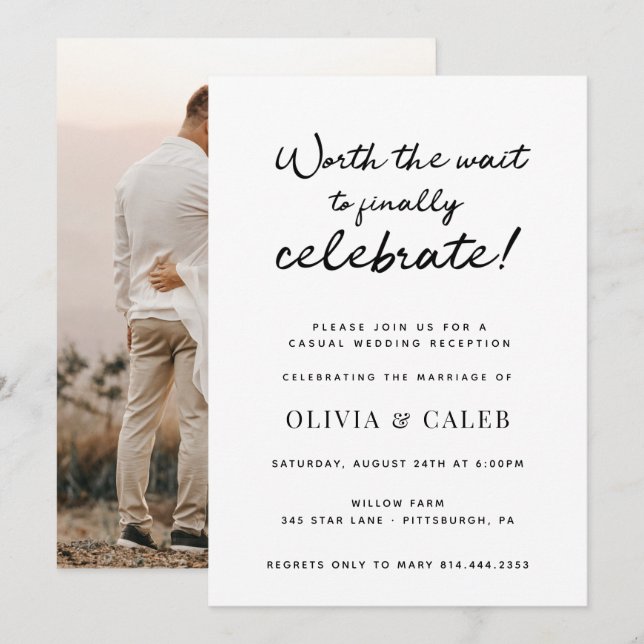 Digno de Esperar para Celebrar Invitación de Recep (Anverso / Reverso)