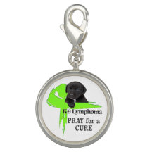 Diseño de cachorro con lazo verde para linfoma