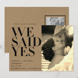 Dijimos Sí Boda de fotos de Kraft Sepia Invitación