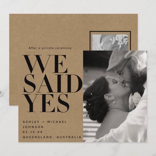 Dijimos Sí Invitación Boda de fotografía de Moda R (Anverso / Reverso)