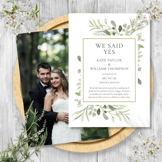 Dijimos Sí Invitación Boda Elopement (We Said Yes Elopement Wedding Announcement)