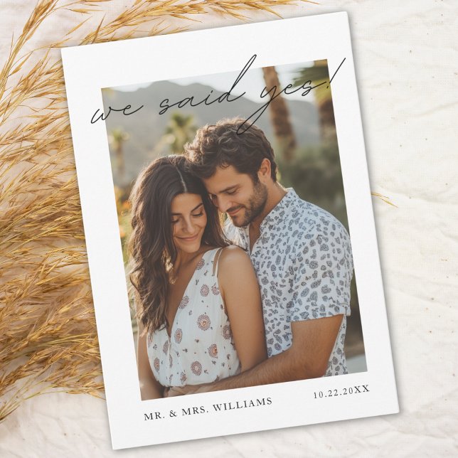 "Dijimos Sí" Invitación Minimalista de fotografía  (Elopement "We Said Yes" Announcement)