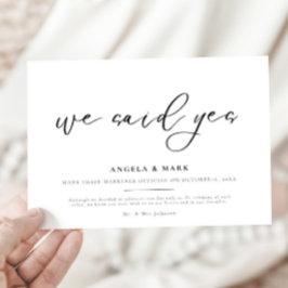 Dijimos Sí Tarjeta de Invitación de compromiso mat