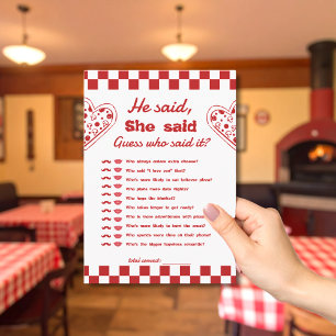 Dijo Que Dijo Pizza Bachelorette Tarjeta De Juego
