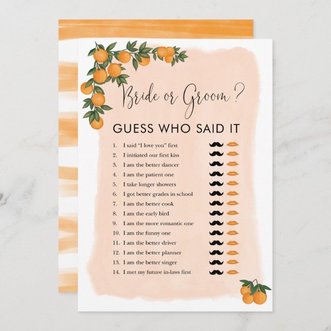 Dijo Que Dijo Que Briom Bridal Shower Game (Anverso / Reverso)